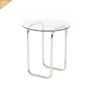Bán Buôn Giá Rẻ Giá Chất Lượng Cao Thép Không Gỉ Tempered Glass Vòng Bàn Cà Phê Phòng Khách Bên Bảng - Product Image 2