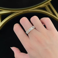 Anello a fascia squisito taglio smeraldo chiaro con diamante coltivato in laboratorio, in oro giallo 18K, per donna, gioielli raffinati, anello con diamante coltivato in laboratorio
