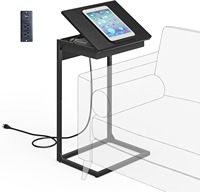 Bureau d'angle en forme de C avec station de charge et table d'appoint 45 °   Bureau d'étude inclinable pour ordinateur portable, table de chevet Z-35