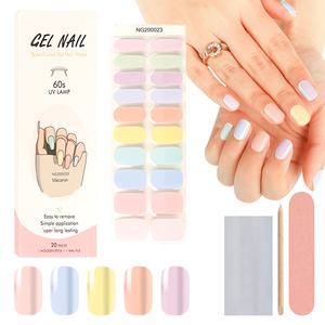 Huizi Factory Korean Semi Cured Gel <strong>Nail</strong> Wraps Non-toxic <strong>Solid</strong> <strong>Color</strong> Self-adhesive Uv Gel <strong>Nail</strong> Sticker - Product Image 6