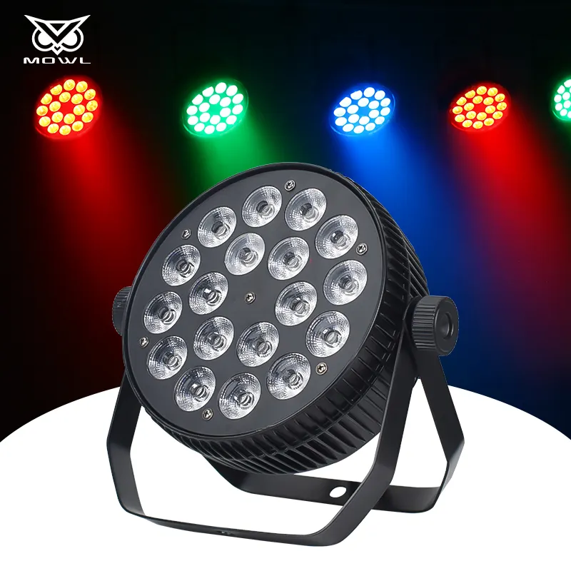 MOWL LED Par Cans Stage Lighting 18x18w RGBWA UV 6in1 DMX Wireless Mini Flat Slim LED Par Light