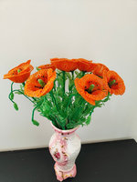 Einzigartige handgewebte Perlenblumen-Kunst mit Farbverlauf in Rosa Lilie für Sammler