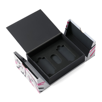 Boîte cadeau personnalisée de luxe unique noire Boutique 2 deux portes doubles ouvertes emballage magnétique avec insertion