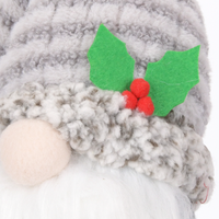 Gnome en peluche gris tourterelle côtelé avec décoration de table de Noël, faible MOQ