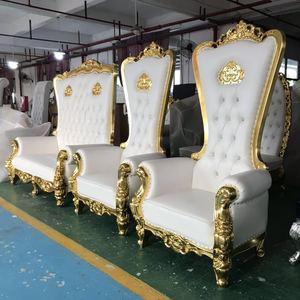Silla de Trono de Madera Blanca para Bodas al por Mayor, Sillas de Trono de Rey y Reina de Lujo - Product Image 2