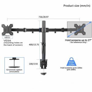 VESA 100x100 Easy-to-Install Dual Monitor <b>TV</b> <b>Stand</b> Desk <b>Mount</b> Monitor Arms - Product Image 2
