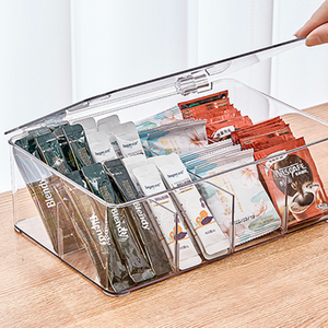 منظم تخزين أكياس الشاي القابل للتكديس مزود بغطاء، منظم مطبخ شفاف متعدد الوظائف مع 8 أقسام قابلة للإزالة - Product Image 5