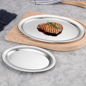 Piatto per BBQ Coreano e Vassoio per Dessert in Acciaio Inox, Piatto Piatto Argentato Creativo per Dolci e Snack - Product Image 2