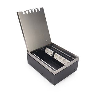 Stainless Steel Recessed Floor Box with Power, Data, and Audio Visual Modules Electrical <b>Cable</b> Management System - Product Image 1