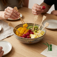 Ecologische bamboe fruitvorkjesset, wegwerpbaar, biologisch afbreekbaar, dierenvormige prikkers voor fruit, dessert, hapjes, FDA LFGB FSC ISO gecertificeerd.