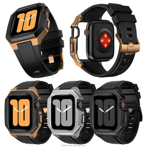 Kit de modification pour <span class=keywords><strong>Apple</strong></span> <span class=keywords><strong>Watch</strong></span> <span class=keywords><strong>Series</strong></span> 8 7 6 SE <span class=keywords><strong>5</strong></span> 4 <span class=keywords><strong>44mm</strong></span> 45mm Boîtier en <span class=keywords><strong>acier</strong></span> <span class=keywords><strong>inoxydable</strong></span> Bracelet sport en caoutchouc fluoré de luxe - Product Image 6
