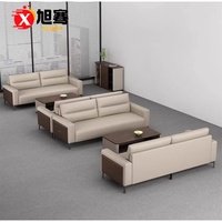 Ensemble de canapés de luxe pour réception de bureau, canapés durables en cuir PU, mobilier commercial avec pieds en métal pour commande en gros