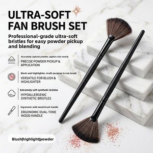 Pinceau surligneur en bois avec poils en fibres pour le visage, outil de maquillage pour le contour et l'illumination, idéal pour les salons de beauté - Product Image 1