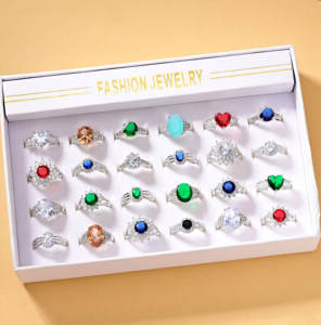 ファッション ファイン カスタム レディース ダイヤモンド モアサナイト ウェディング プロミス ジェムストーン ジルコン シルバーメッキ 結婚 ジュエリー リング ビジュー バゲット - Product Image 2