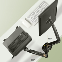 Support de bureau NB F160-FP à ressort à gaz double bras pour moniteur 17-27 pouces + support pour ordinateur portable 10-17 pouces, fixation pneumatique, charge 2-9 kg