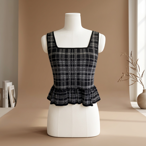 SS23 Women's Custom Cotton Modal Knitted Pullover Sweater Thin Comfortable Fit Square Neck <b>Patchwork</b> Anti-Wrinkle Short Spring - Product Image 2