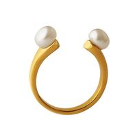 Bague en perles à prix d'usine, double perle naturelle, plaquée or 18 carats, en acier inoxydable, pour femme