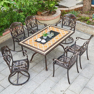 Modern Cast Aluminum Set Garden Outdoor Furniture Korean <b>Bbq</b> <b>Tables</b> for Restaurant 8 Chairs GC-CZ-JXRYSH200-100CK Garden Furnitu - Product Image 3