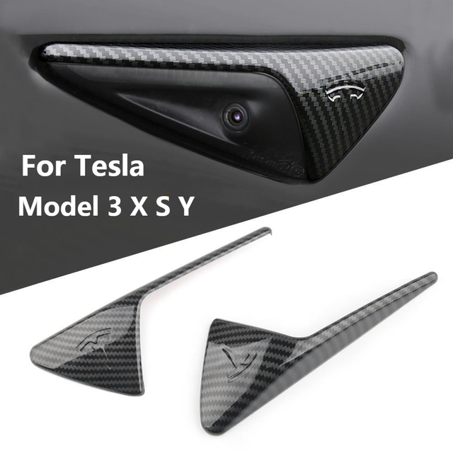 Ruiyyco 2pcs/Set Carbon Fiber ABS Protection Cover for Tesla 3/X/S/Y Models 3 Side Camera Car Model Body Parts New Auto