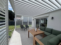 Pergola bioclimatique à toit réglable en aluminium avec télécommande électrique, imperméable, résistante aux UV, pour terrasse extérieure