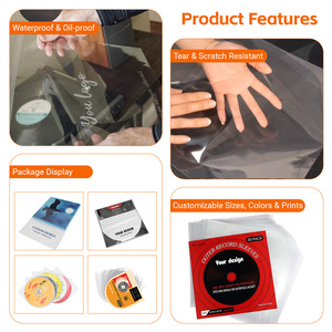 <span class=keywords><strong>Pochettes</strong></span> personnalisées pour disques vinyles noirs de 12 pouces, imprimées en gravure, en HDPE, pour la protection des disques vinyles - Product Image 4