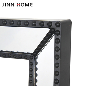 <span class=keywords><strong>Specchio</strong></span> da Bagno Contemporaneo con Cornice in Plastica Nera e Decorazione <span class=keywords><strong>a</strong></span> Perline Nere Autoadesivo per Pareti - Product Image 3