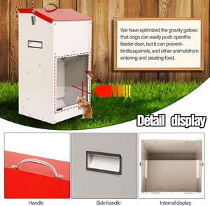 เครื่องป้อนสุนัขแบบถ่วงน้ำหนักอัตโนมัติทำจากเหล็ก25lbs พร้อมฝาปิดดีไซน์แบบแขวนสำหรับใช้งานกลางแจ้งความจุเยอะ - Product Image 3