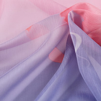 Tela de Chifón 100% Poliéster Ecológica, con Estampado Degradado y Efecto Arrugado, para Forro de Falda Hanfu Estilo Chino, Primavera-Verano