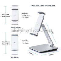 Support de bureau pliable et flexible en alliage d'aluminium HeyShow pour smartphone et tablette, anti-corrosion, universel, 3,5-13 pouces