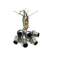 Câble M12 B-Code 4 broches mâle-femelle, étanche IP67, à montage sur panneau, avec verrouillage arrière, en laiton plaqué or, pré-câblé 10 cm 22AWG