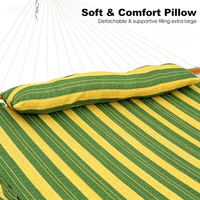 Hamac matelassé rayé pour 2 personnes avec support métallique, barre de répartition, oreiller inclus, hamac de jardin robuste pour l'extérieur, lit balançoire