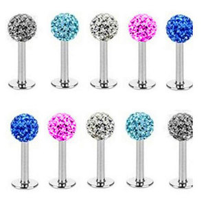 Fantasia in acciaio inox Labret Piercing anello di cristallo Monroe labbro bottone Labret Bar trago Piercing per il corpo dei bambini gioielli da Ferido - Product Image 2