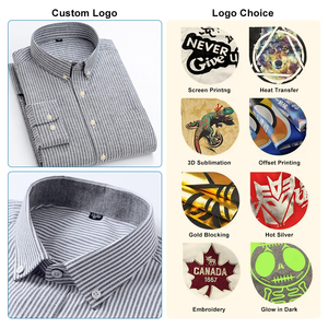 Camisa Oxford Casual de Corte Ajustado para Hombre, 100% Algodón, Estilo Sin Plancha, Resistente a las Arrugas, Estampado de Espiga, Manga Larga, Cuello Mao, ODM - Product Image 5