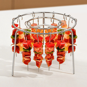 Rejilla para freír al aire libre de acero inoxidable, redonda de doble capa, duradera, para brochetas de barbacoa, uso doméstico - Product Image 1