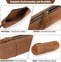 Étui à crayons en cuir de luxe avec fermeture éclair pochette de rangement de papeterie de grande capacité