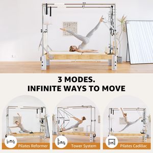 CZFIT Set de Reformer de Pilates Ajustable de Madera de Arce con Cama de Entrenamiento de Core - Multifuncional, Duradero y Ecológico - Product Image 3