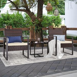 Impermeable a prueba de sol al aire libre ratán doble sofá silla mesa de centro combinación para ocio al aire libre hoteles piscinas - Product Image 1