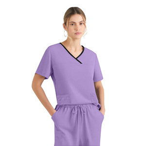 Uniformi satinata estive in poliestere traspirante Spandex, set smerigliati da <span class=keywords><strong>lavoro</strong></span> da infermiera, set smerigliati per cure mediche - Product Image 4