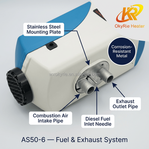 Calentador de Aire Diésel OkyRie AS50-6 de 5KW y 17000BTU con Intercambiador de Calor de Aluminio, Calentamiento Rápido para Autocaravanas - Product Image 3
