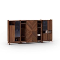 Table de Direction SBT-L12268 en Noyer Massif, Style Moderne Minimaliste, Mobilier de Bureau Commercial, Quincaillerie de Haute Qualité, Solution Complète