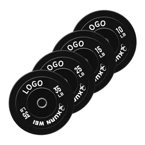 Venta caliente competencia mancuerna personalizada levantamiento de pesas Barbell Fitness cromo goma parachoques placas para gimnasio