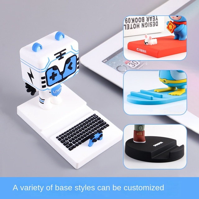 Custom Cartoon PVC Soft-rubber Phone Stand 3D Figurine Holder Base Promotional Ornament Featuring Your Company Logo ChangChen