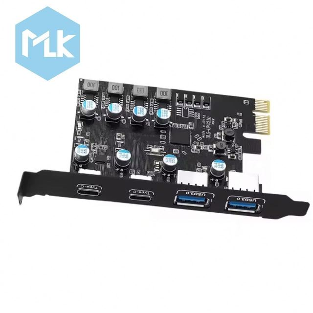 MLK Pci Express Pci E Card 2Port USBA/ USBC 5Gbps USB3.2 Gen1 USB3.0 PCIE Card Expansion Add on Card Adapter E Pci