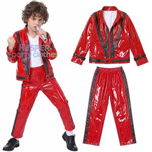 Costume de roi rouge étoilé HP pour enfants, veste en simili cuir brillant et pantalon pour Halloween et cosplay - Product Image 1