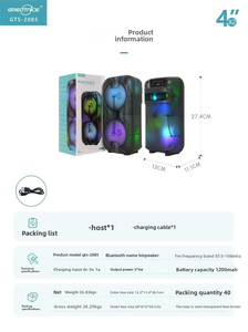 Fiesta portátil <span class=keywords><strong>Mini</strong></span> <span class=keywords><strong>4</strong></span> pulgadas Doble inalámbrico Bluetooth Altavoz portátil Altavoz al aire libre - Product Image 2