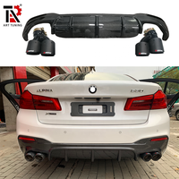 Diffuseur arrière en fibre de carbone pour BMW Série 5 G30 M Sport, style FD, avec embouts d'échappement quadruples modifiés, 2017-2023
