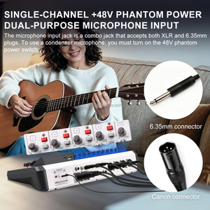 TNH UFX6 Professional 6 Channels <strong>DJ</strong> <strong>Controller</strong> Audio Mixer USB <strong>Interface</strong> 99DSP 48V Phantom Power - Product Image 3