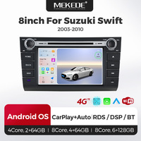 Radio FM multimédia Navifly, navigation GPS, 8 cœurs, 6+128 Go, 4G, LED, WIFI, BT, Car-Play Auto, Car-Play Auto pour Suzuki Swift 2003-2010