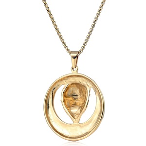 yunnique Lion Head Disc <b>Titanium</b> Steel Necklace Pendant Gold Color For Men And Women Fashion Jewelry Gift - Product Image 3