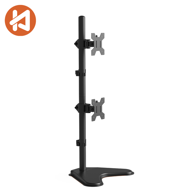 Height Adjustable Dual Monitor Mount with 90 Tilt & 360 Rotation for 13-27 Inch 2 Screens Steel Monitor Arm Stand (In Stock)